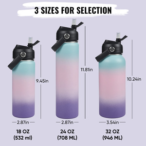 Set of 12 24oz Stainless Steel Vacuum Insulated Tumbler With Straw Travel Water <b>Bottle</b> Modern Gradient Design - Product Image 4