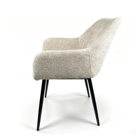 Chaise de salle à manger rembourrée avec pieds en métal noir, accoudoirs en tissu chenille, chaise de salle à manger pour la maison, l'hôtel, le restaurant
