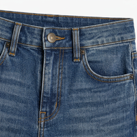 Pantalon évasé taille haute pour femme, en sergé de coton premium, avec fente latérale, ourlet effiloché brut, surpiqûres contrastées, coupe large
