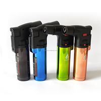 Briquet électronique à flamme jet personnalisé pour gros cigares, allumage au gaz butane, torche de camping en plein air, briquet en plastique avec logo OEM/ODM