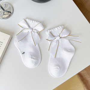 HY-4726 Style espagnol nœud chaussettes bébé 3D nœud chaussettes cheville petite fille <span class=keywords><strong>bas</strong></span> courts - Product Image 2