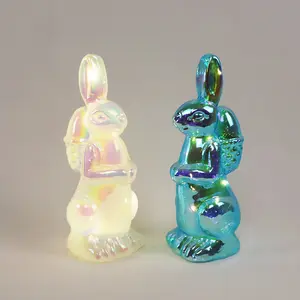 Wholesale Easter glass rabbit decorative desktop crafts pendant Easter 2023 glass custom rabbit bunny decor