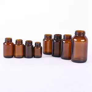 Pharma Wide Mouth Amber Glass Pill Tablet Bottle 60ml 100ml 150ml 200ml 250ml 300ml 400ml 500ml