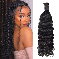 Cabello Humano Natural Negro Crudo 100% Afro Kinky a Granel para Trenzas, Extensiones de Cabello 99J de 100g para Trenzar y Hacer Rastas