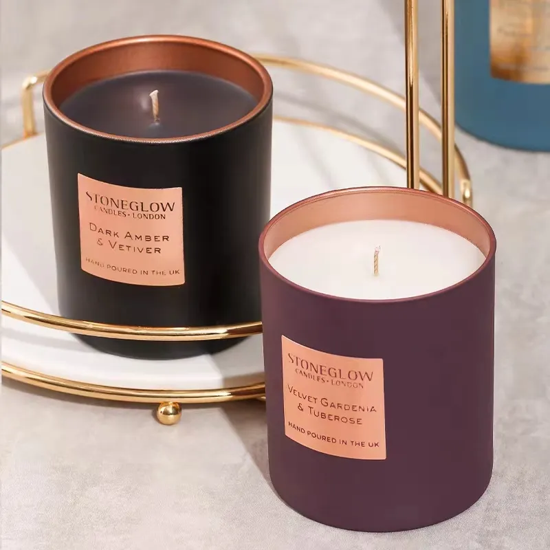 Nouvelle décoration de luxe coffret cadeau aromatique pot en verre personnalisé 100% ensemble de bougies parfumées naturelles