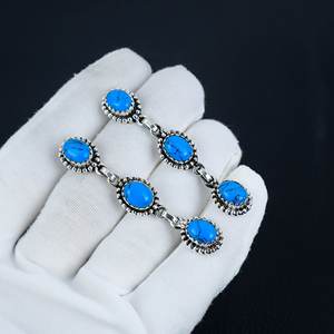 Boucles d'oreilles en argent sterling 925 faites à la main en pierres précieuses turquoise uniques en prix de gros pour bijoux pour femmes - Product Image 4