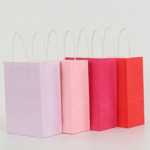 24pcs Rose <b>Red</b> Kraft Paper Bags with Handles 5.91*3.15*8.27in Small Kraft Paper Gift Bags for Pack Birthday Party Favors Gifts - Product Image 6