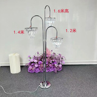 Lustre carré en acrylique doré et argenté à changement de couleur, avec cristaux, éclairage LED, centre de table de mariage, chemin de fleurs