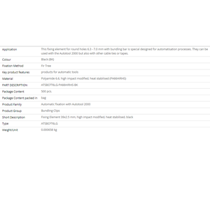 Clip per Fascicolazione, <span class=keywords><strong>L</strong></span>=39.0mm, Nero, 500 Pezzi Art.-No. 102-67066 |   ATSBCFT6LG-PA66HIRHS-BK | - Product Image 5