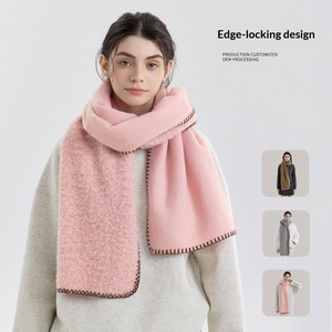 وشاح نسائي كوري الطراز للمحجبات، مربع الشكل بحواف مغلقة، لون موحد، من الكشمير والصوف، مقاوم للرياح، سميك ودافئ للخريف والشتاء - Product Image 2