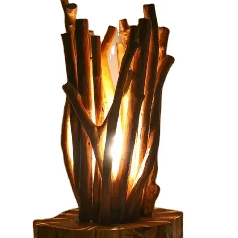 Ecological Bedroom Bedside Lamp Twig Decorative Solid Wood Handmade Bonfire Driftwood Buffet Table Lamp