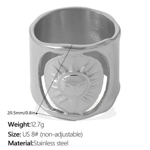 <b>Custom</b> Wholesale Non Tarnish 14k 18k Pvd Gold Plated 316L Stainless Steel Sun <b>Ring</b> for Women - Product Image 6