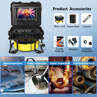 Caméra d'inspection des égouts avec écran IPS 9 pouces, objectif auto-nivelant, endoscope industriel, câble 50m, indice IP68, zoom 2x, champ de vision 105°, batterie au lithium