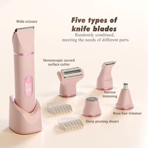 <span class=keywords><strong>Rasoir</strong></span> électrique 6-en-1 pour femme, lames en céramique, USB-C, sûr pour la peau, étanche, tondeuse bikini, affichage LED, support de charge - Product Image 4