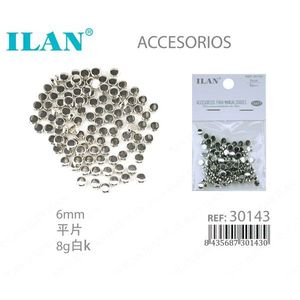 Pedrería Ilan de 6mm con Reverso Plano Plateado para Accesorios de Decoración de Uñas - Product Image 1