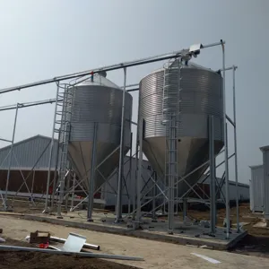Yem depolama ve besleme hattı için tavuk çiftliği için 28 Ton galvanizli çelik Silo üretim tesisi