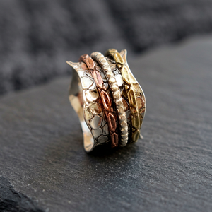Unique Design Three Tone 925 Sterling Silver <b>Spinner</b> <b>Ring</b> Handmade Jewelry Wholesale Factory Price - Product Image 3