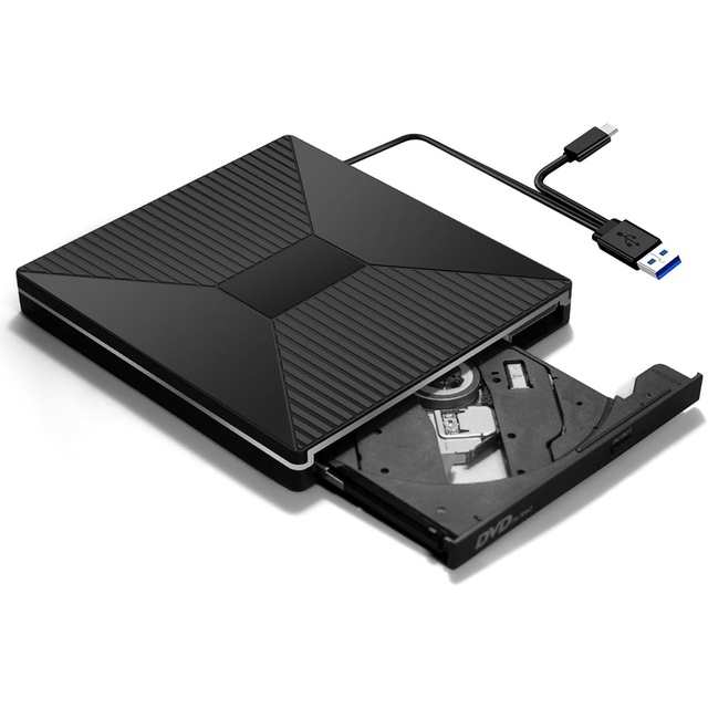 CD DVD Player with Ambient Light USB C CD/DVD +/-Rw Drive CD ROM Burner Reader Burner for Laptop Mac Air/Pro Windows 11/10