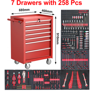 Boîte à outils professionnelle certifiée CE à 7 tiroirs 258 pièces armoire à outils de <span class=keywords><strong>garage</strong></span> de stockage personnalisable OEM coffre à outils/chariot/chariot - Product Image 5