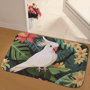 Tapis de bain rectangulaire antidérapant avec imprimé perroquet et feuilles tropicales, pour la salle de bain et l'entrée de la maison - Product Image 3