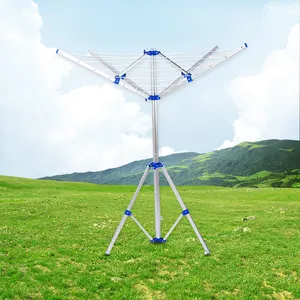 4 arms aluminum camping clothes line rotary airer