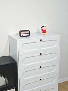 Commode à tiroirs ronde à double couche avec design en relief, en acier laminé à froid, personnalisable pour la salle familiale - Product Image 6