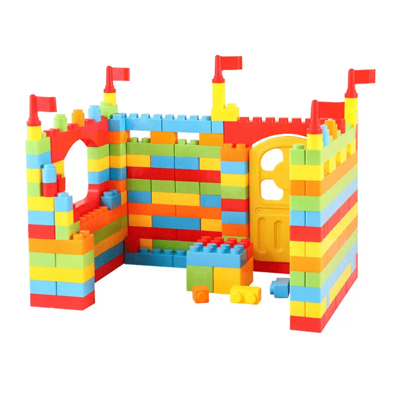 子供のカラフルな家大きな粒子ブロックプラスチックビルディングブロック城と幼稚園パズルおもちゃ卸売