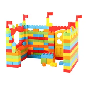 Children's colorful houses large particle blocks plastic building blocks castles and kindergarten puzzle toys wholesale
