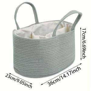 Cesta <span class=keywords><strong>de</strong></span> almacenamiento portátil <span class=keywords><strong>de</strong></span> cuerda <span class=keywords><strong>de</strong></span> algodón simple, cesta <span class=keywords><strong>de</strong></span> almacenamiento con compartimento para suministros maternos e infantiles - Product Image 6