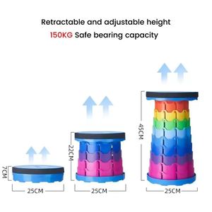 Chaise télescopique pliable en plastique pour l'extérieur – Tabouret rétractable pour le voyage - Product Image 2