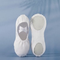 Chaussures de danse blanches BW49 pour enfants, chaussures de pratique de ballet pour garçons et filles, chaussures de danse en toile à semelle souple, chaussures à semelle en cuir fendu