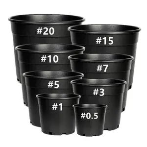 High Quality Large Small Round 1 2 3 4 5 7 10 15 Gallon Inch Tree Plastic Nursery Pots For Nursery Plants