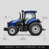 Tracteur agricole chinois IV 210HP 4WD MR2104-6P2, moteur diesel Weichai WP7, 32+16 vitesses, cabine climatisée