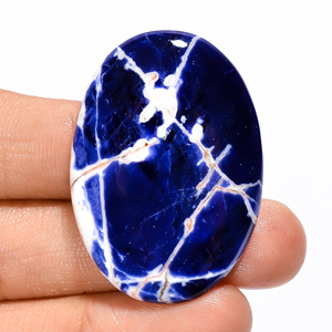 100% cabujón de forma ovalada de sodalita Natural, piedra preciosa suelta, 42 Ct, 40X28X4mm, anillo colgante de, fabricación de piedras preciosas - Product Image 1