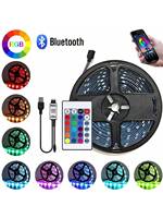 Tira de Luces LED Inteligentes RGB 5050 de 5V con Control Remoto USB de 24 Teclas, Luces Decorativas que Cambian de Color para Sincronización con Música, Fiestas y Decoración del Hogar