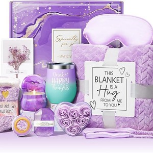 Panier-cadeau de relaxation, coffret de rétablissement rapide, comprenant une couverture luxueuse, imprimée UV durable, ensembles de cadeaux de vacances uniques pour femmes, OEM - Product Image 5