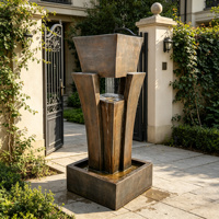 Fuente de Agua en Columna Geométrica, Chorro de Lluvia Vertical, Decoración para Jardín Exterior, Venta al Por Mayor