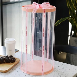 Customized Transparent Round Birthday Cake <b>Box</b> Food Grade <b>White</b> Cardboard with Embossing and Matt Lamination Printing Handling - Product Image 3