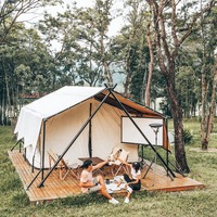 Grande tente hôtelière de luxe à deux étages, tente de camping d'été multi-usages en tissu Oxford pour l'extérieur, avec bar intégré, pour 6 à 8 personnes, deux chambres et un séjour.