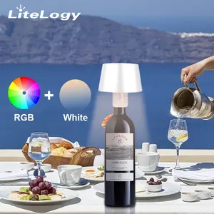 OEM ODM Wine Bottle Base Led Rgb Rechargeable Cordless Table Lamp For Couple Dinner Coffee Table Restaurant Bedroom