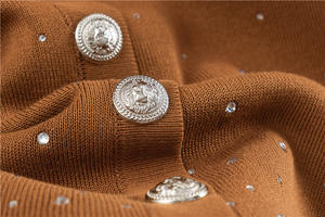 Conjunto de Moda Casual de Dos Piezas para Mujer, Otoño 2025, Nuevo Cárdigan de Punto con Degradado de Cielo Estrellado y Pedrería, Pantalones Anchos - Product Image 5