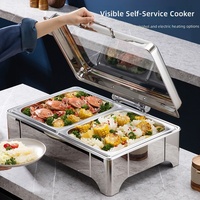 Réchaud de buffet en acier inoxydable pour hôtel, chauffe-plats électrique isolé, chauffage manuel à l'alcool
