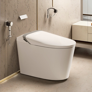 Inodoro Inteligente de Lujo con Descarga Automática, Montado en el Suelo, de Cerámica Alargada, con Control por Aplicación, Asiento con Calefacción y Sifón en S, Modelo S037, Superventas - Product Image 1