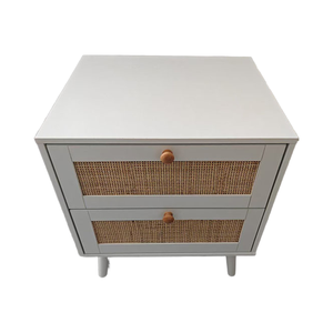 Table de chevet en rotin à <span class=keywords><strong>2</strong></span> tiroirs, table de chambre à coucher en bois, tiroir en bois, accent pour appartement, salon, chambre à coucher, décoration moderne pour la maison - Product Image 2