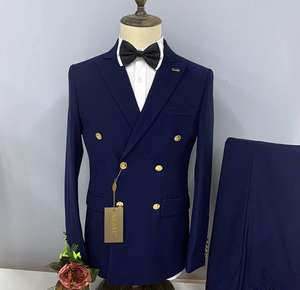 2025 mode hommes costume <span class=keywords><strong>2</strong></span> pièces Slim Fit Double boutonnage mariage Blazer pantalon ensemble affaires bal costumes pour hommes luxe hommes Tuxedos - Product Image 1