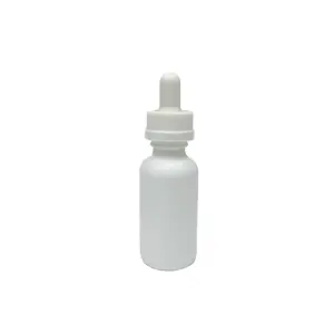 Матовая белая стеклянная бутылка эфирного масла 2 унции 60 мл с пластиковой капельницей для защиты от детей