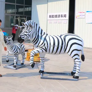 Electric Robot Realistic Lifesize Animatronics Zebra Lfe Size Simulation Animal Model For Theme Park Outdoor Decoration