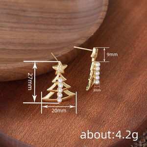 Orecchini a Perno a Forma di Albero di Natale per Donne, Design Elegante per le Festività, Accessori per Uso Quotidiano e Regalo per Feste - Product Image 6