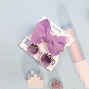 Per bambini Puff Bow copricapo Daisy Flower Girl occhiali da sole con elastico in Nylon per bambini 2 pz/set Bohemia Beach Beach occhiali da sole - Product Image 4