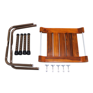 Maxhealth <b>Adjustable</b> Bath <b>Stool</b> Solid Wood Seat Aluminum Frame 7 <b>Height</b> Levels Bathroom Safety Equipment - Product Image 2